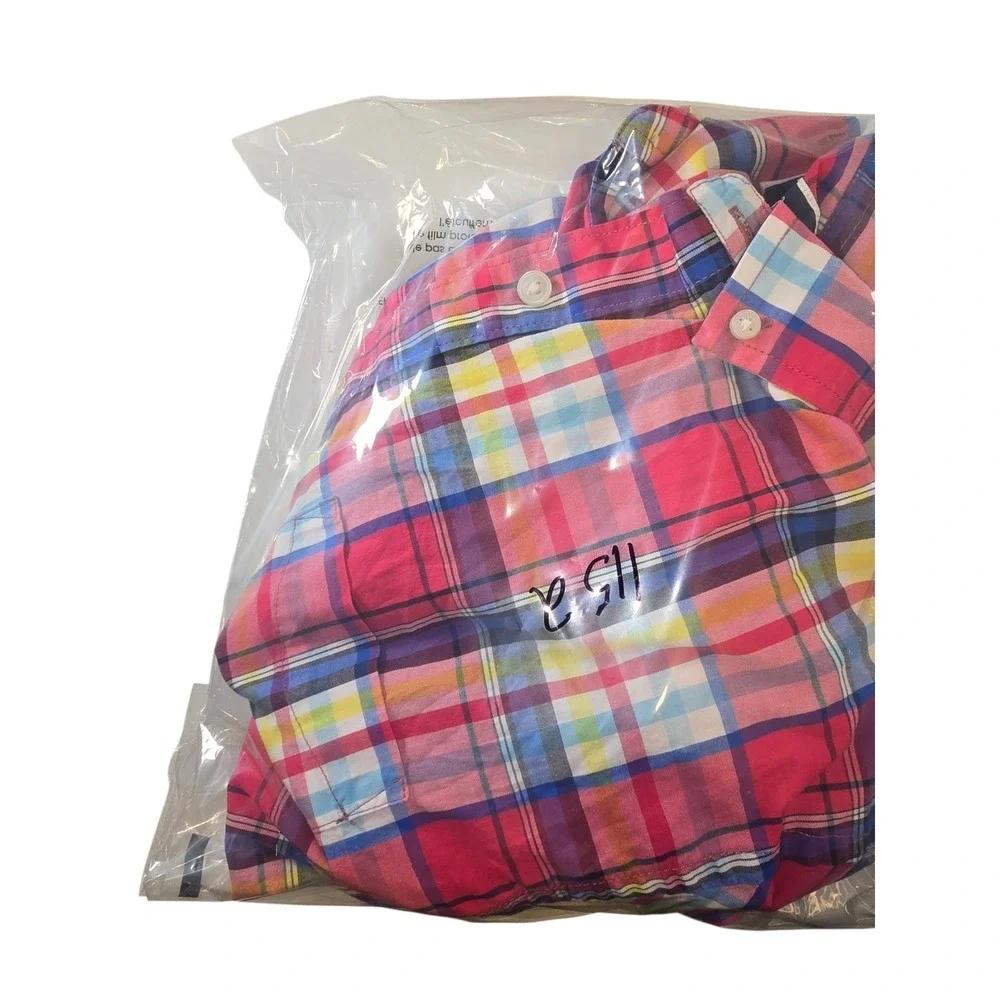 Club Room Mens Button Down Shirt Size‎ Medium Cotton Stretch Short Sleeve Plaid